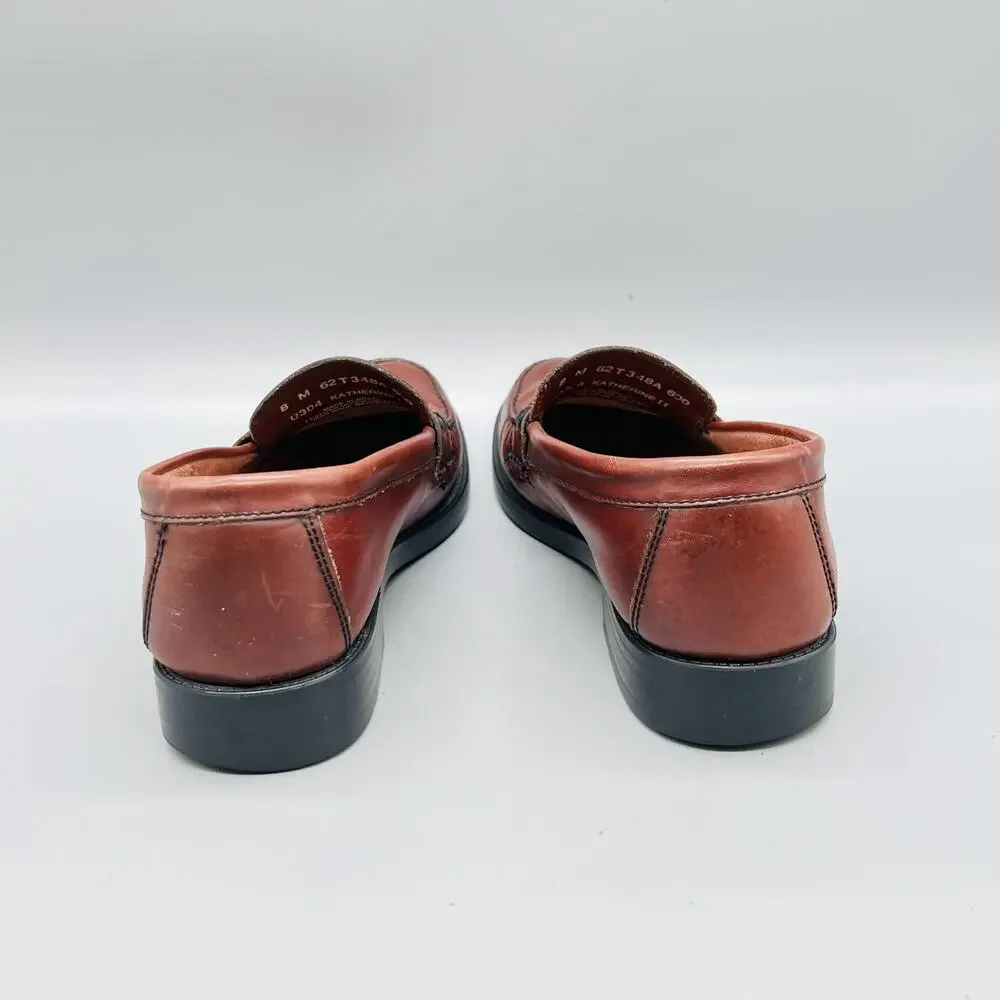 Bass Shoes Women 8 Brown Leather Weejuns Katherine II Penny Loafer Flats Slip On